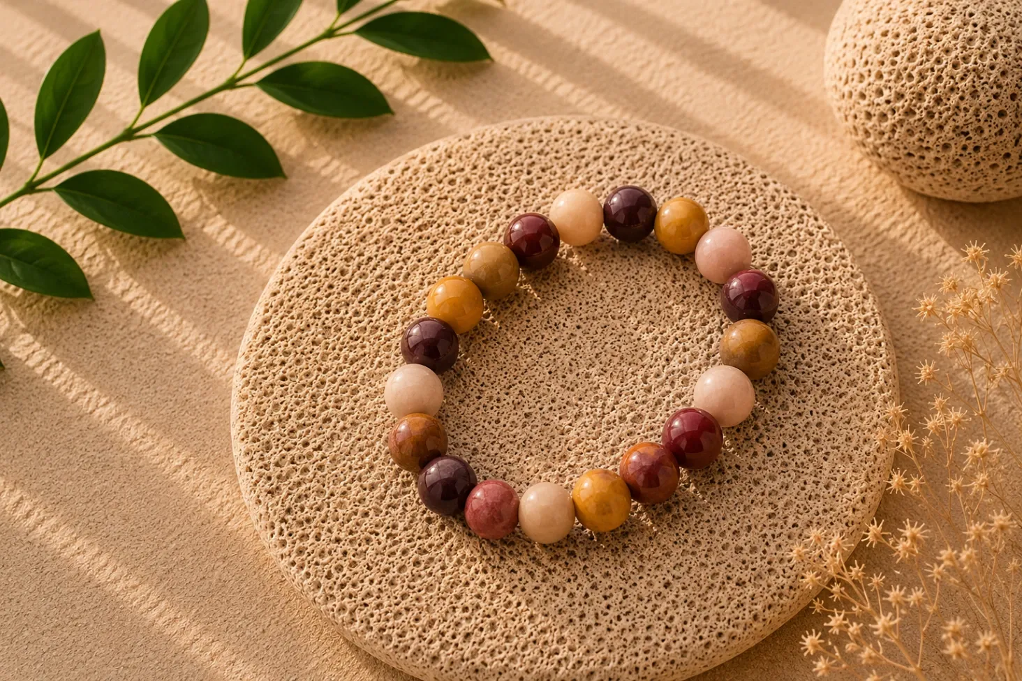 [1338] Jaspe jaune Mokaïte - Bracelet boule 8 mm