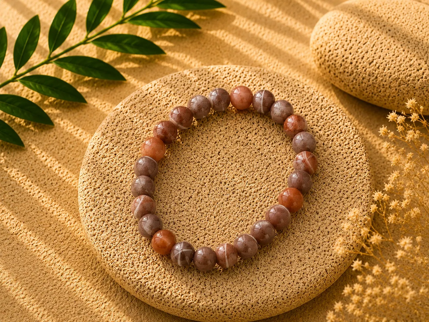 [1032] Aventurine rouge - Bracelet boule 8 mm