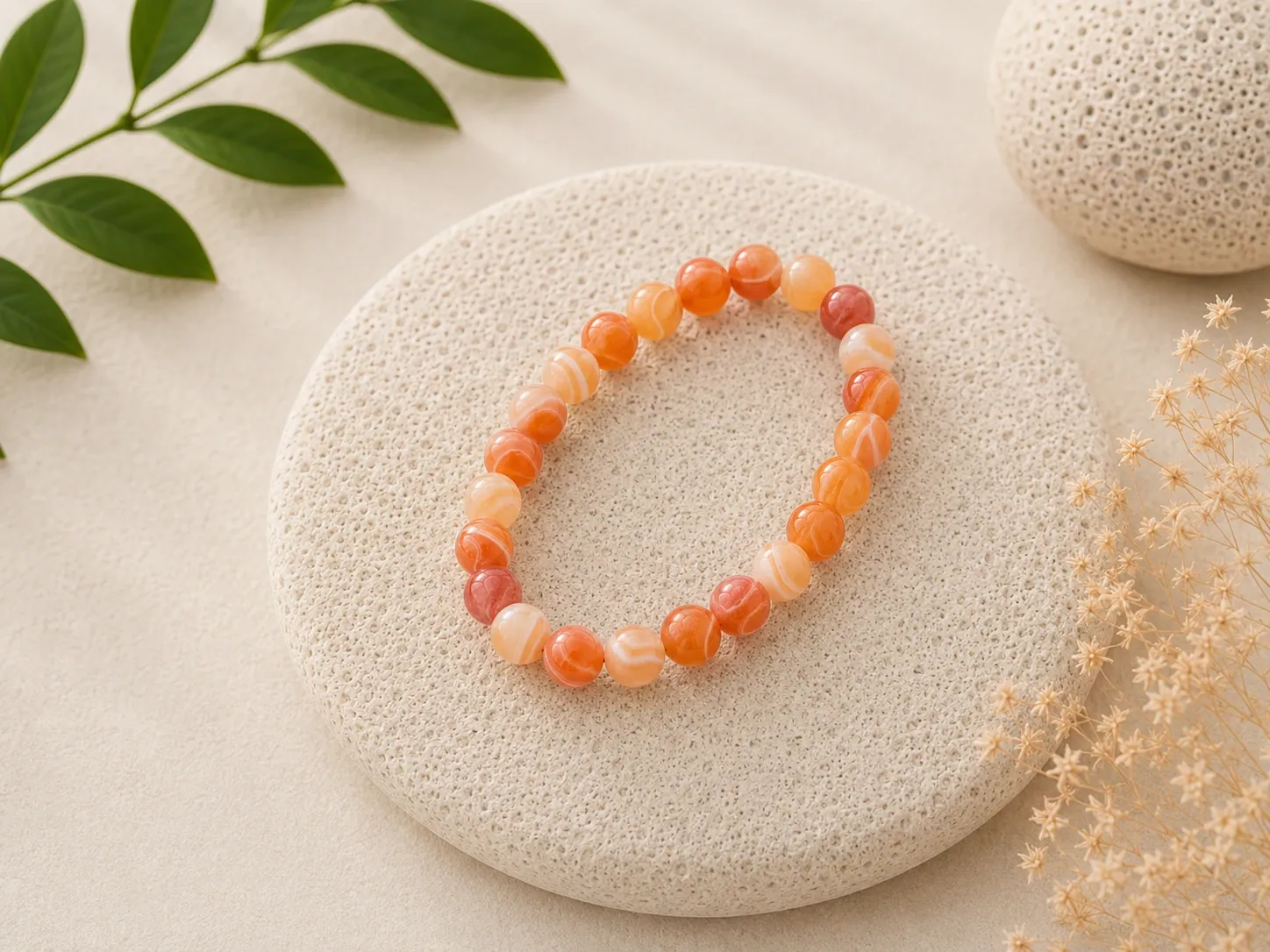 [13] Cornaline - Bracelet boule 8 mm