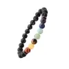 7 Chakras + Pierre de lave - Bracelet boule 8 mm