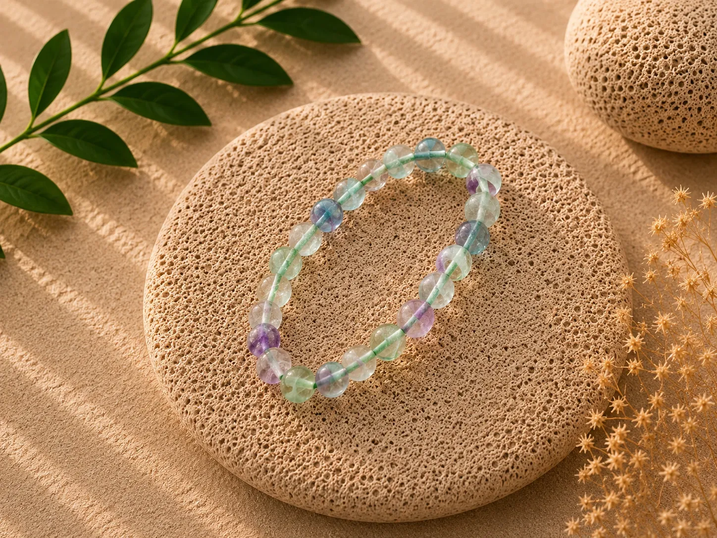 [221] Fluorine multicolore - Bracelet pierres roulées
