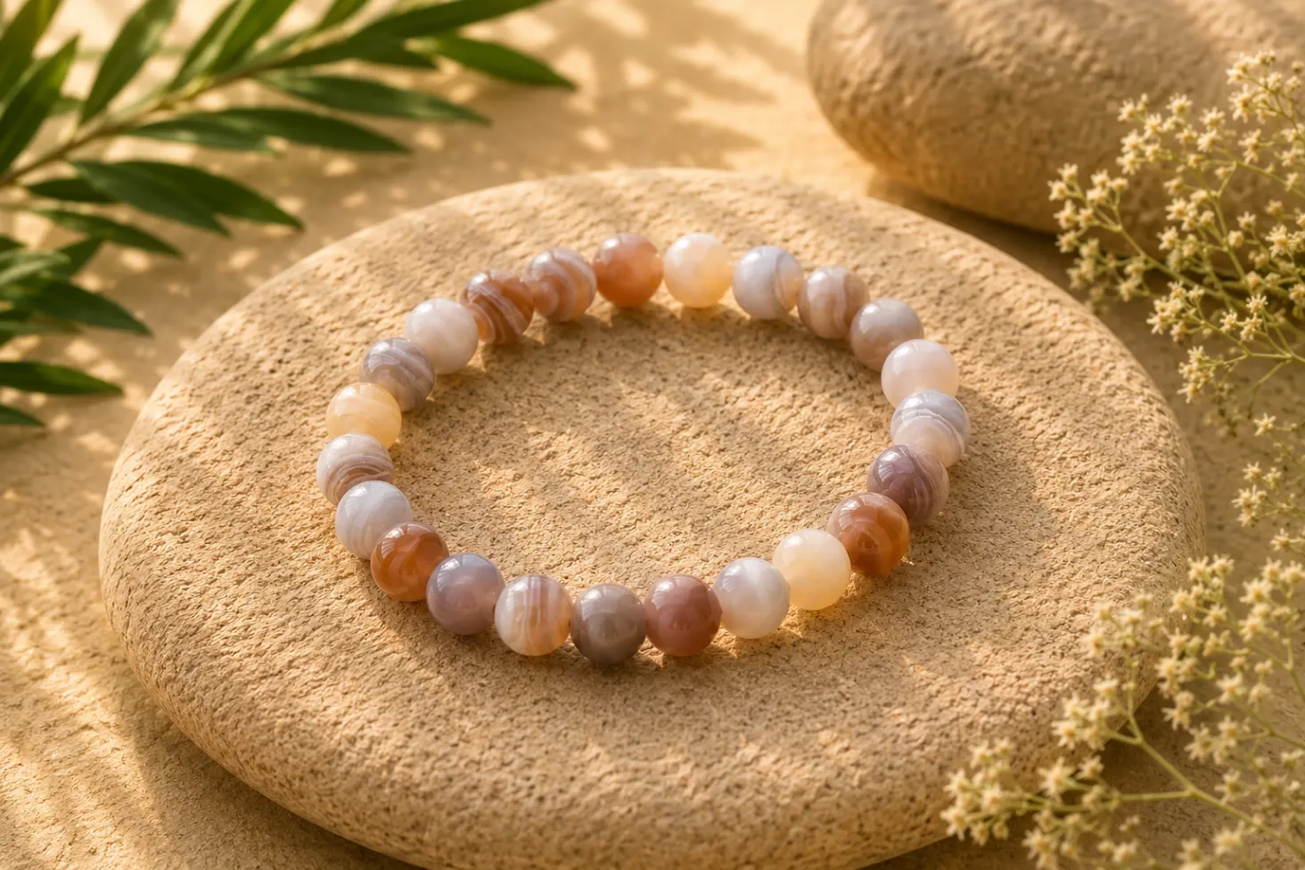 Agate Botswana - Bracelet boule 6 mm