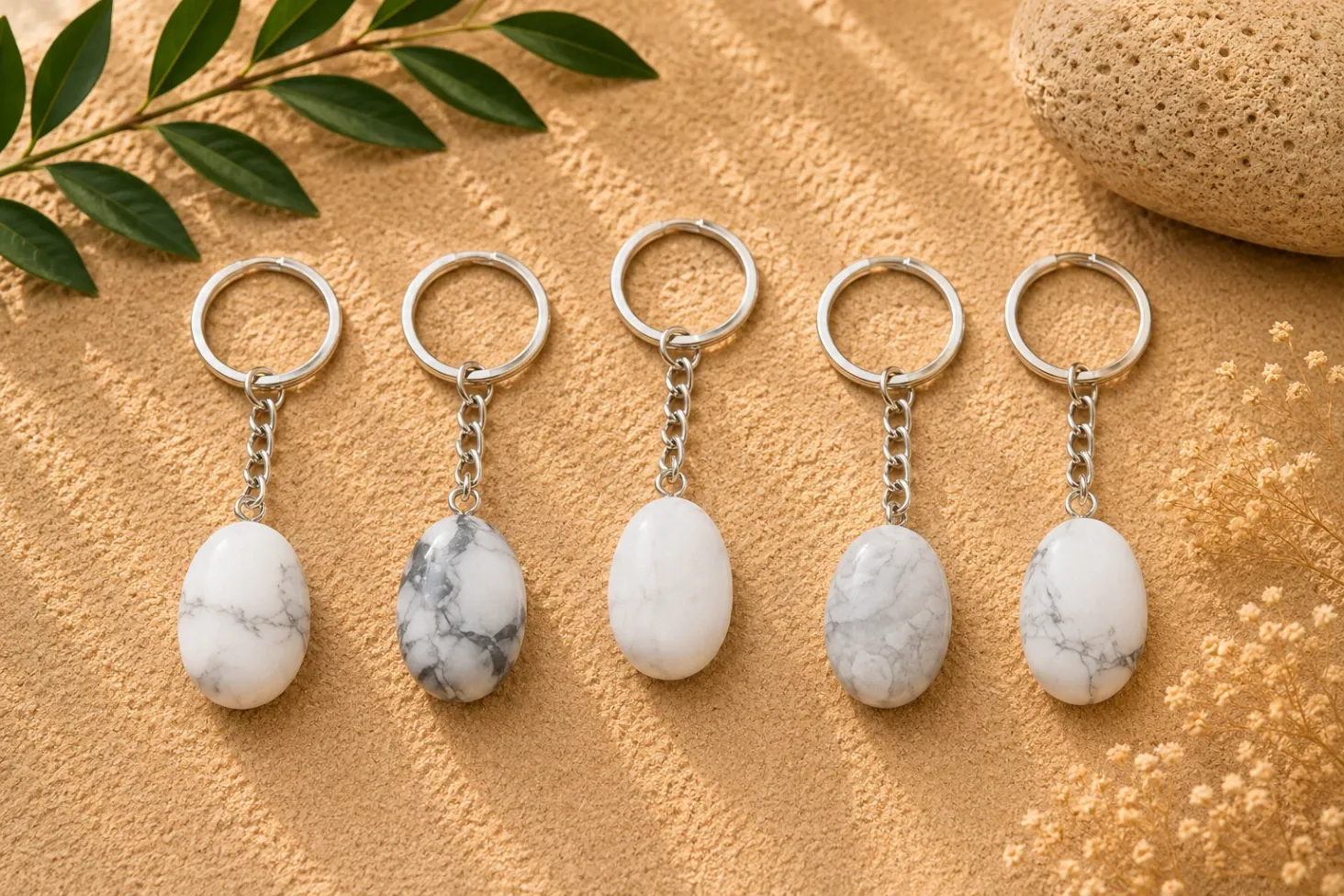 [638] Howlite blanche - Porte clés