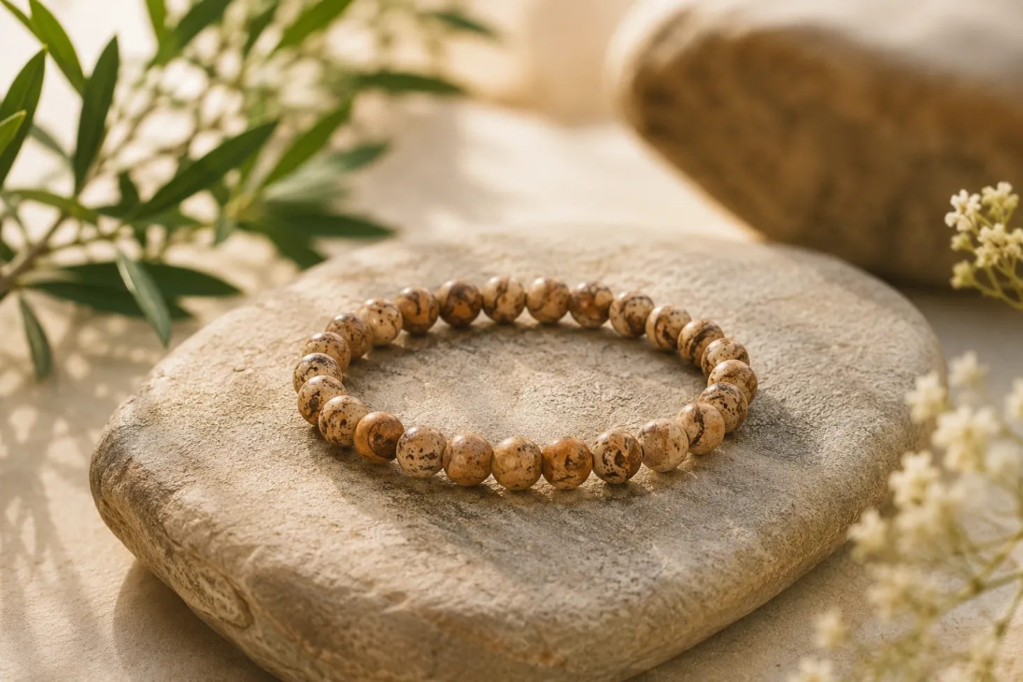 Jaspe paysage - Bracelet boule 6 mm