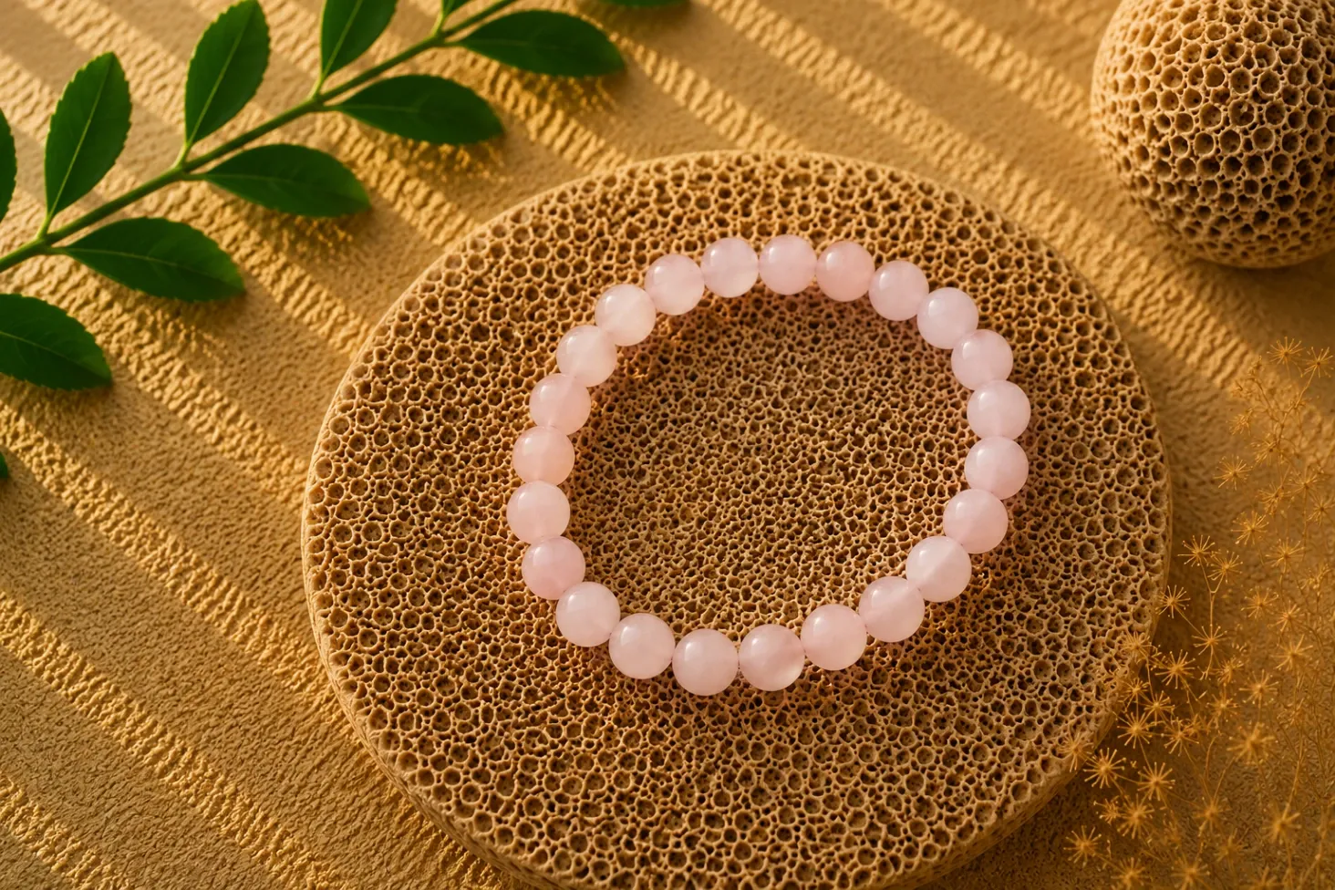Morganite - Bracelet boule 8 mm