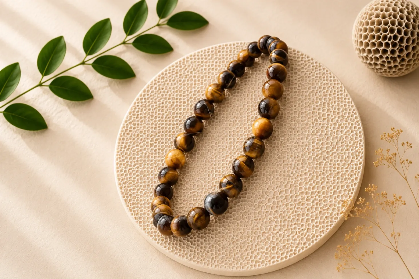 [377] Œil de tigre - Bracelet boule 6 mm