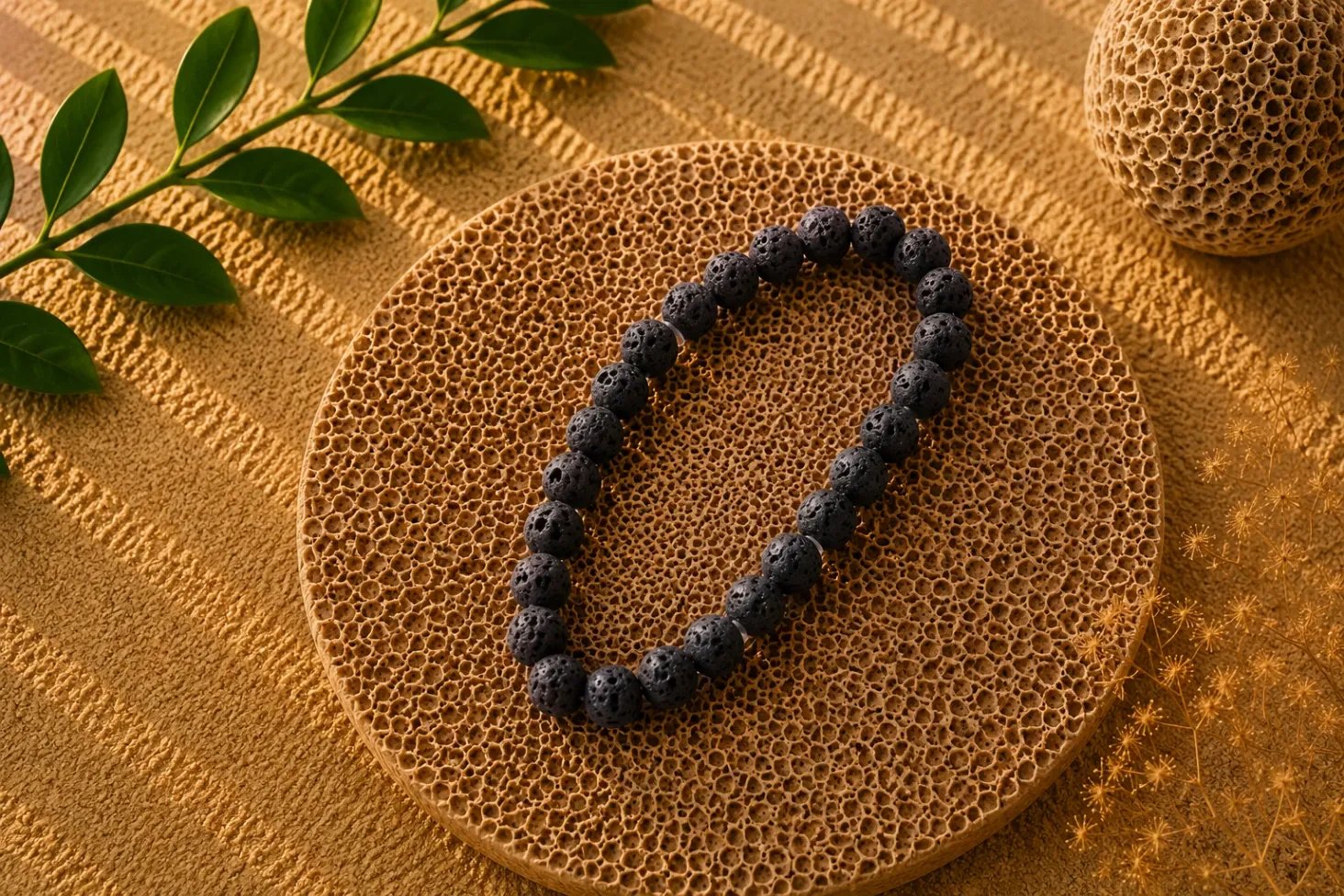 Pierre de lave - Bracelet boule 6 mm