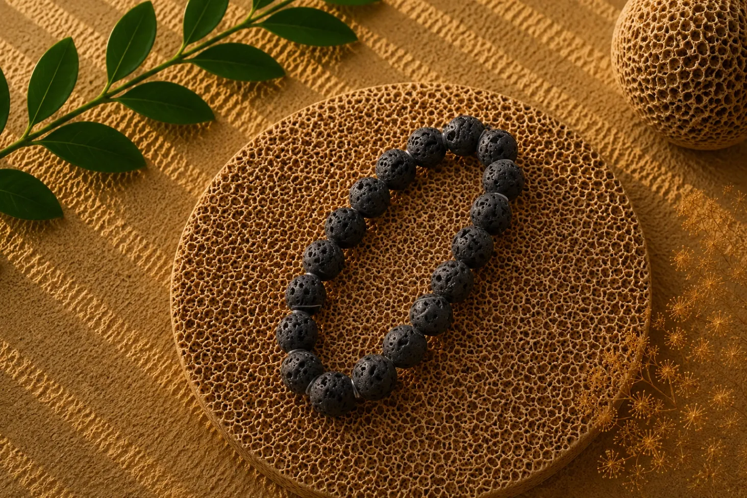 Pierre de lave - Bracelet boule 8 mm