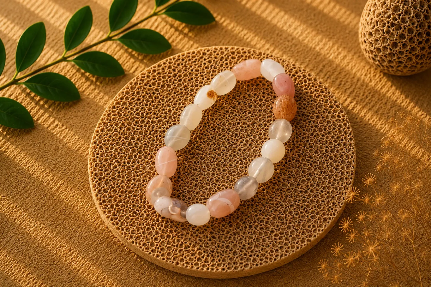 Pierre de lune multicolore - Bracelet pierres roulées