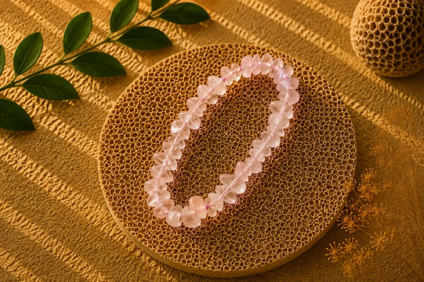Quartz rose - Bracelet baroque