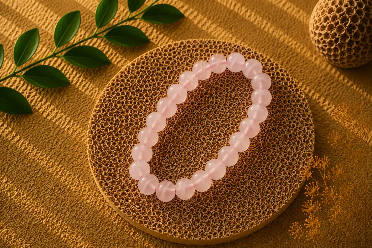 [23] Quartz rose - Bracelet boule 8 mm