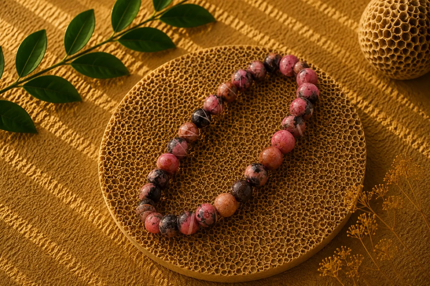 Rhodonite - Bracelet boule 6 mm