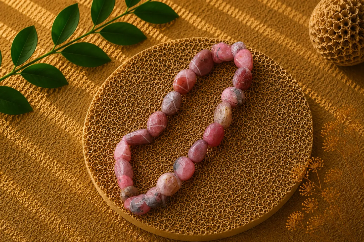 [507] Rhodonite - Bracelet pierres roulées