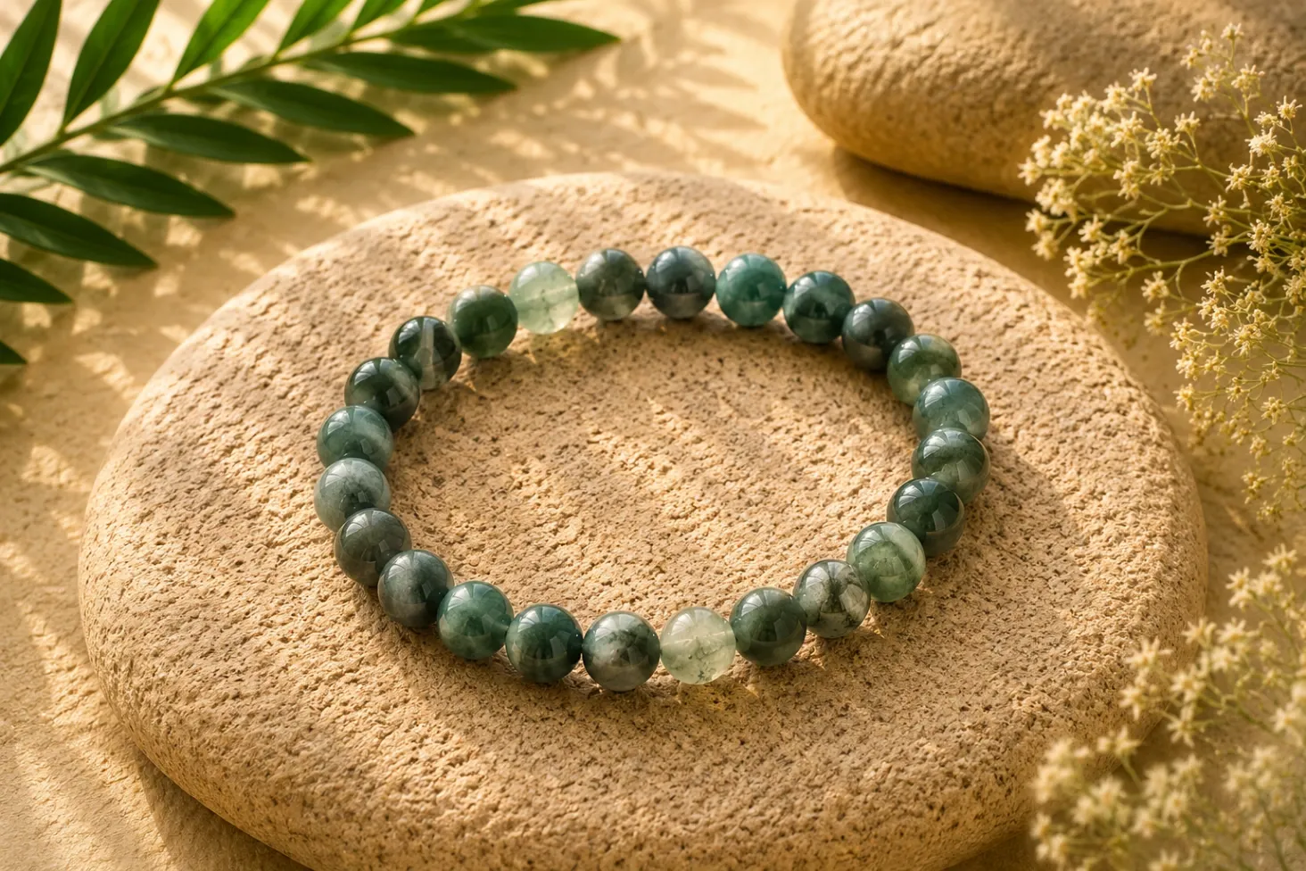[77] Agate mousse - Bracelet boule 6 mm