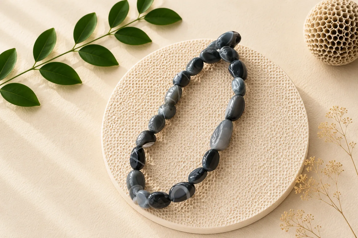 [1217] Tourmaline œil de chat - Bracelet pierres roulées