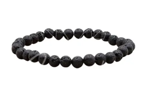 [942] Pierre de lave - Bracelet boule 6 mm