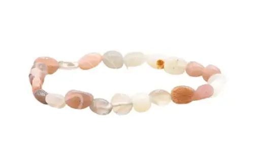 [437] Pierre de lune multicolore - Bracelet pierres roulées